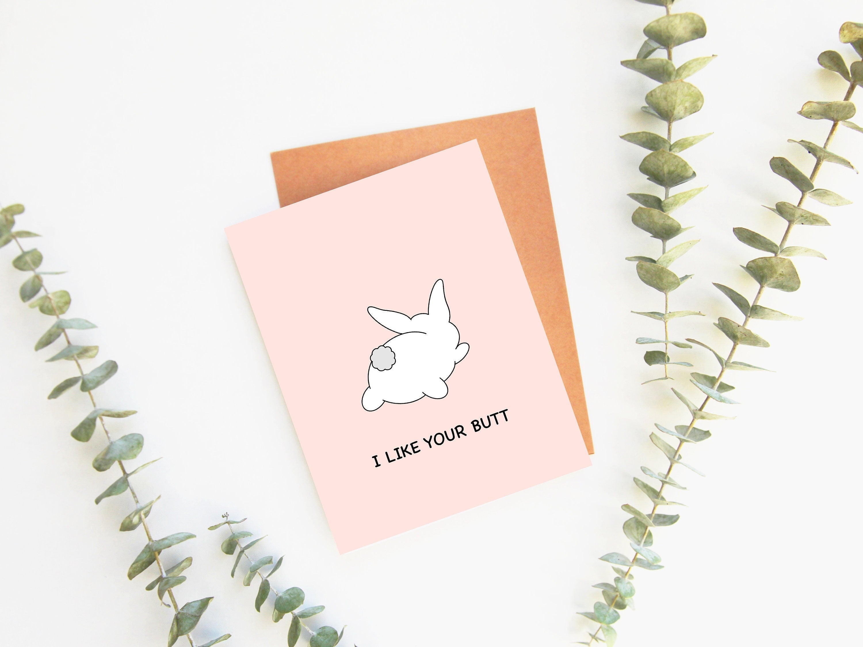 I Like Your Butt | Cute Bunny Valentines Day Love Card Funny Anniversary Cheeky Joke Just Because Naughty Greeting Card | Angel + Hare