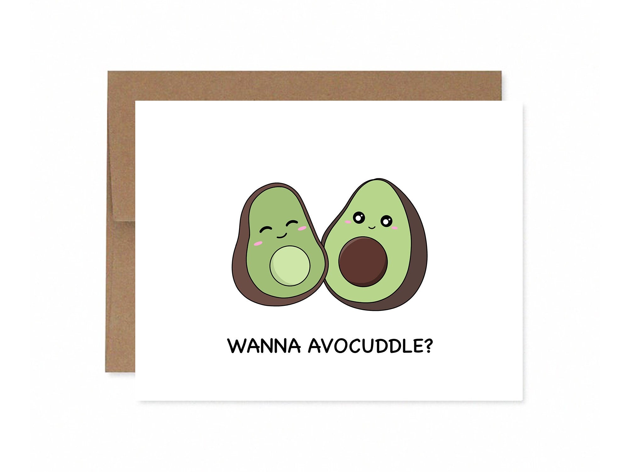 Wanna Avocuddle? | Cute Avocado Valentines Card Funny Pun For Boyfriend Girlfriend Vday Anniversary Gift Foodie Greeting Card | Angel + Hare