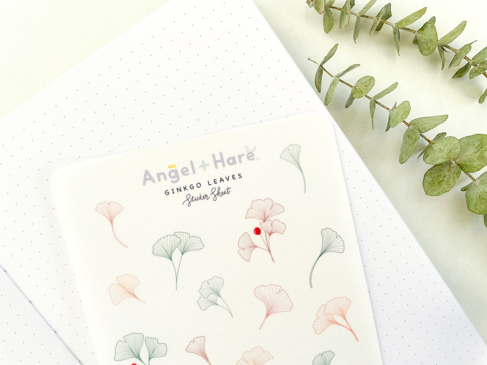 Ginkgo Leaves Sticker Sheet | Clear Frosted Matte Journal Transparent Washi Bujo Planner Deco Stickers Japanese Branch Spring Floral Leaves