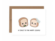A Toast To The Happy Couple | Cute Wedding Card Anniversary Engagement Congratulations Bread Pun Funny Kawaii Greeting Card | Angel + Hare