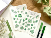 Monstera Leaves Sticker Sheet | Clear Frosted Matte Journal Aesthetic Transparent Planner Washi Stickers Variegated Thai Constellation Plant