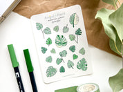 Monstera Leaves Sticker Sheet | Clear Frosted Matte Journal Aesthetic Transparent Planner Washi Stickers Variegated Thai Constellation Plant