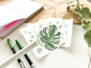 Monstera Leaves Sticker Sheet | Clear Frosted Matte Journal Aesthetic Transparent Planner Washi Stickers Variegated Thai Constellation Plant
