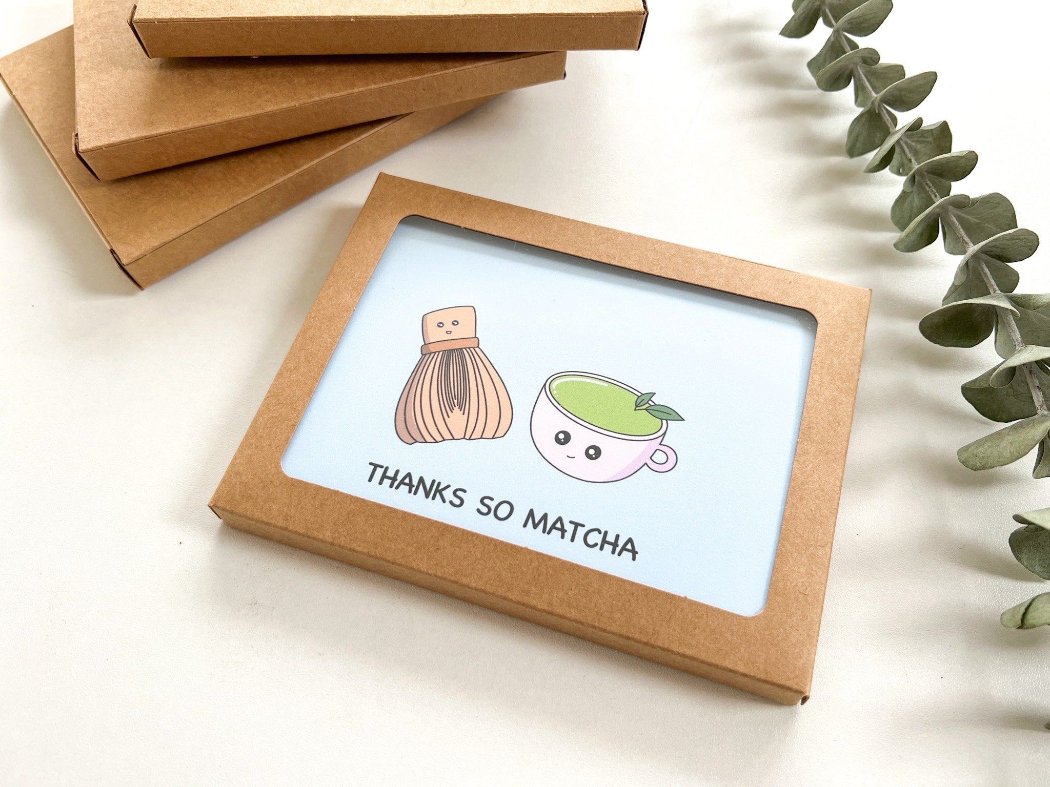Thanks So Matcha | Thank You Card Matcha Whisk Green Tea Asian Food Cute Funny Greeting Card Thanks So Much | Angel + Hare