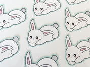 Cuddle Bunny Waterproof Sticker | Matte Vinyl Die Cut Sticker Cute Cuddly Snuggle Rabbit Durable Water Bottle Stickers | Angel + Hare