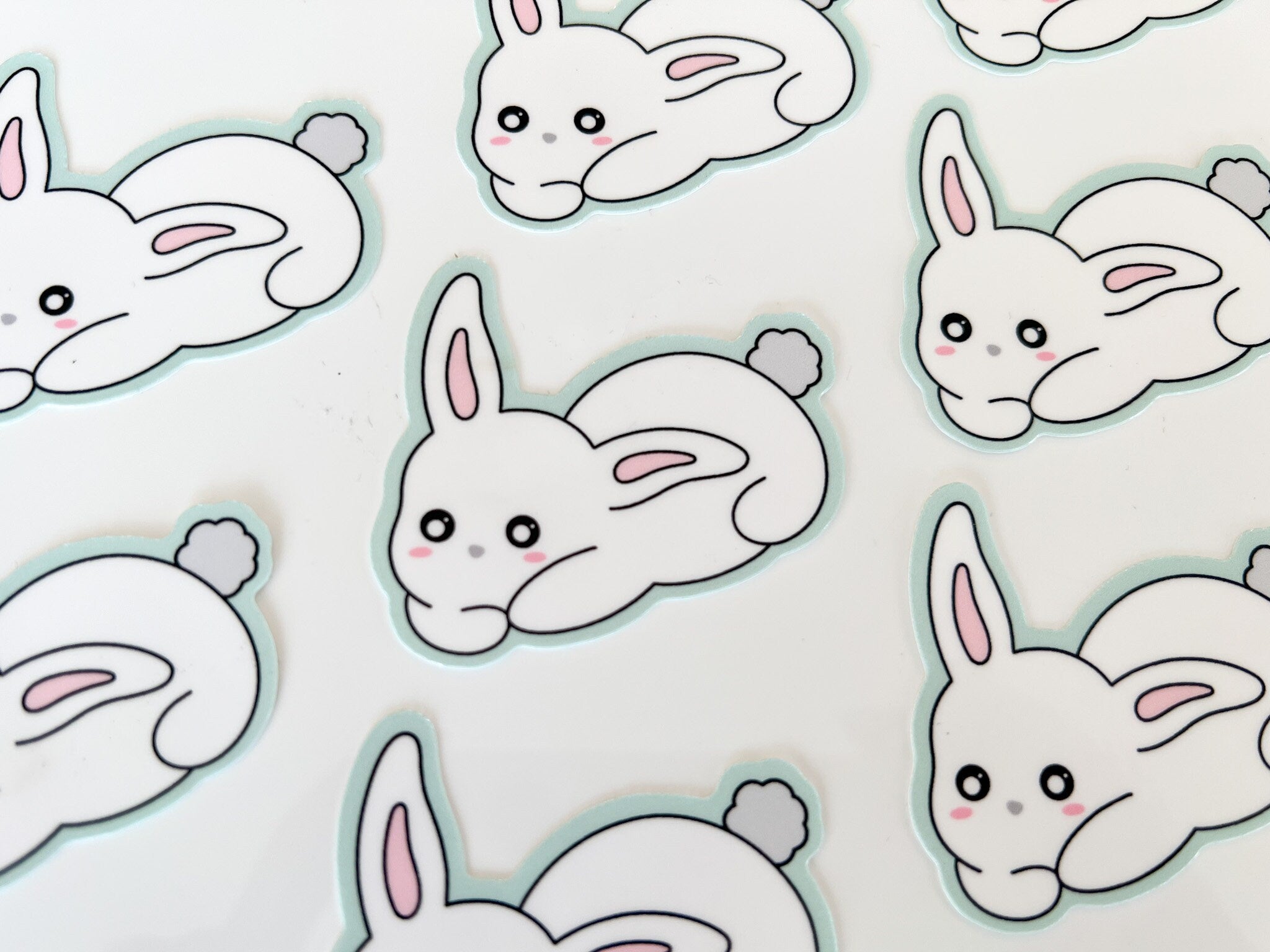Cuddle Bunny Waterproof Sticker | Matte Vinyl Die Cut Sticker Cute Cuddly Snuggle Rabbit Durable Water Bottle Stickers | Angel + Hare