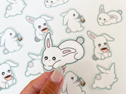 Cuddle Bunny Waterproof Sticker | Matte Vinyl Die Cut Sticker Cute Cuddly Snuggle Rabbit Durable Water Bottle Stickers | Angel + Hare