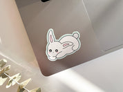 Cuddle Bunny Waterproof Sticker | Matte Vinyl Die Cut Sticker Cute Cuddly Snuggle Rabbit Durable Water Bottle Stickers | Angel + Hare