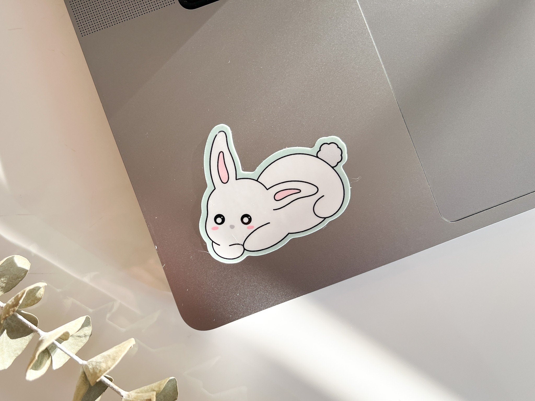 Cuddle Bunny Waterproof Sticker | Matte Vinyl Die Cut Sticker Cute Cuddly Snuggle Rabbit Durable Water Bottle Stickers | Angel + Hare