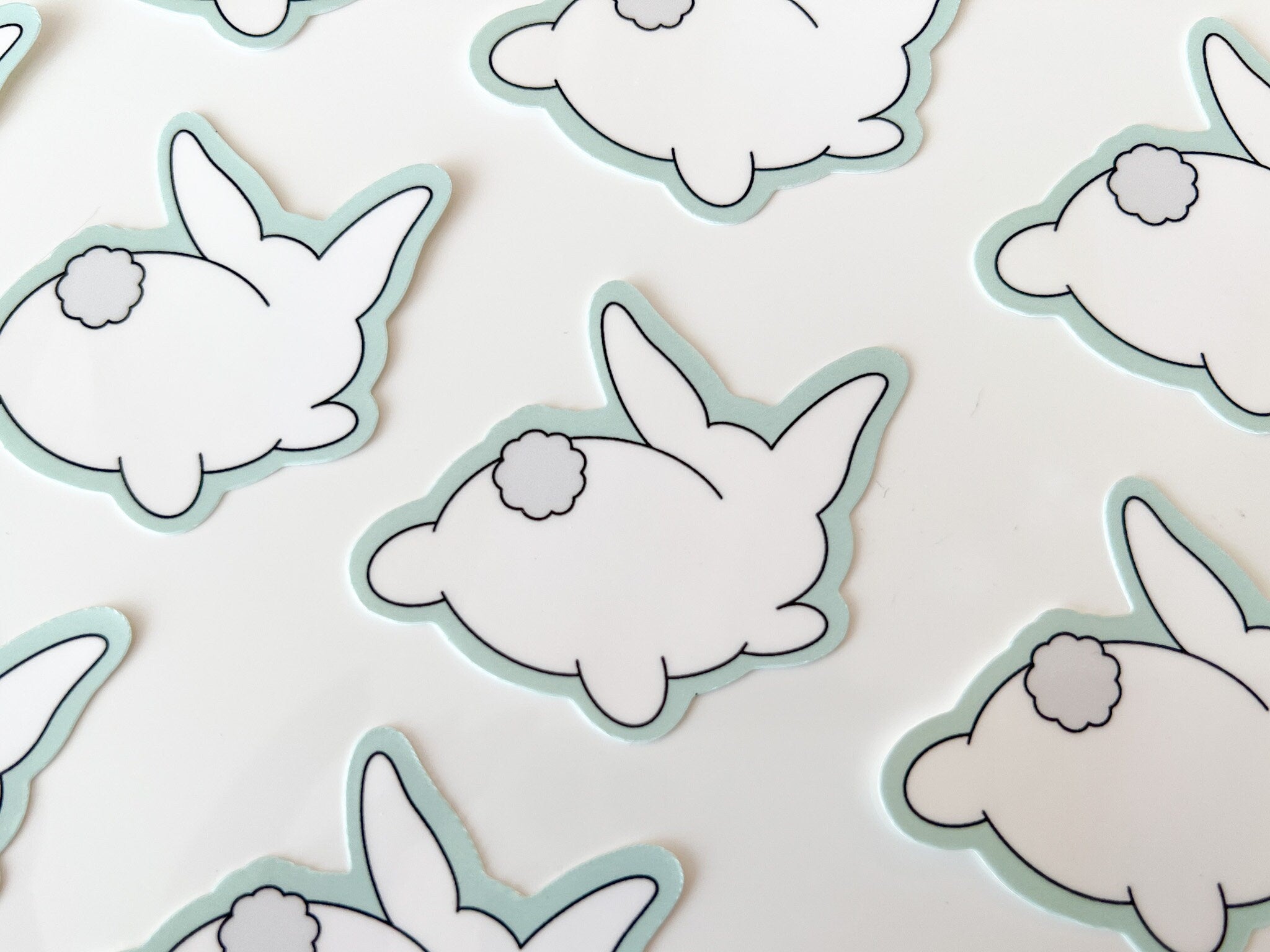 Bunny Butt Waterproof Sticker | Matte Vinyl Die Cut Laptop Sticker Cute Rabbit Water Bottle Sticker Animal Booty Sticker | Angel + Hare