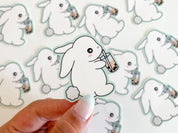 Boba Bunny Waterproof Sticker | Rabbit Vinyl Die Cut Laptop Sticker Cute Animal Bubble Tea Durable Water Bottle Stickers | Angel + Hare