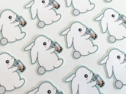 Boba Bunny Waterproof Sticker | Rabbit Vinyl Die Cut Laptop Sticker Cute Animal Bubble Tea Durable Water Bottle Stickers | Angel + Hare