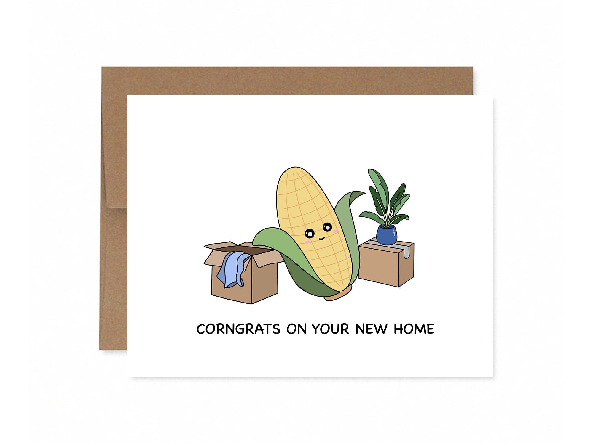 Corngrats On Your New Home | Housewarming Card New Home Moving Day Buy House Apartment Congratulations Funny Corny Greeting Card Cute Corn