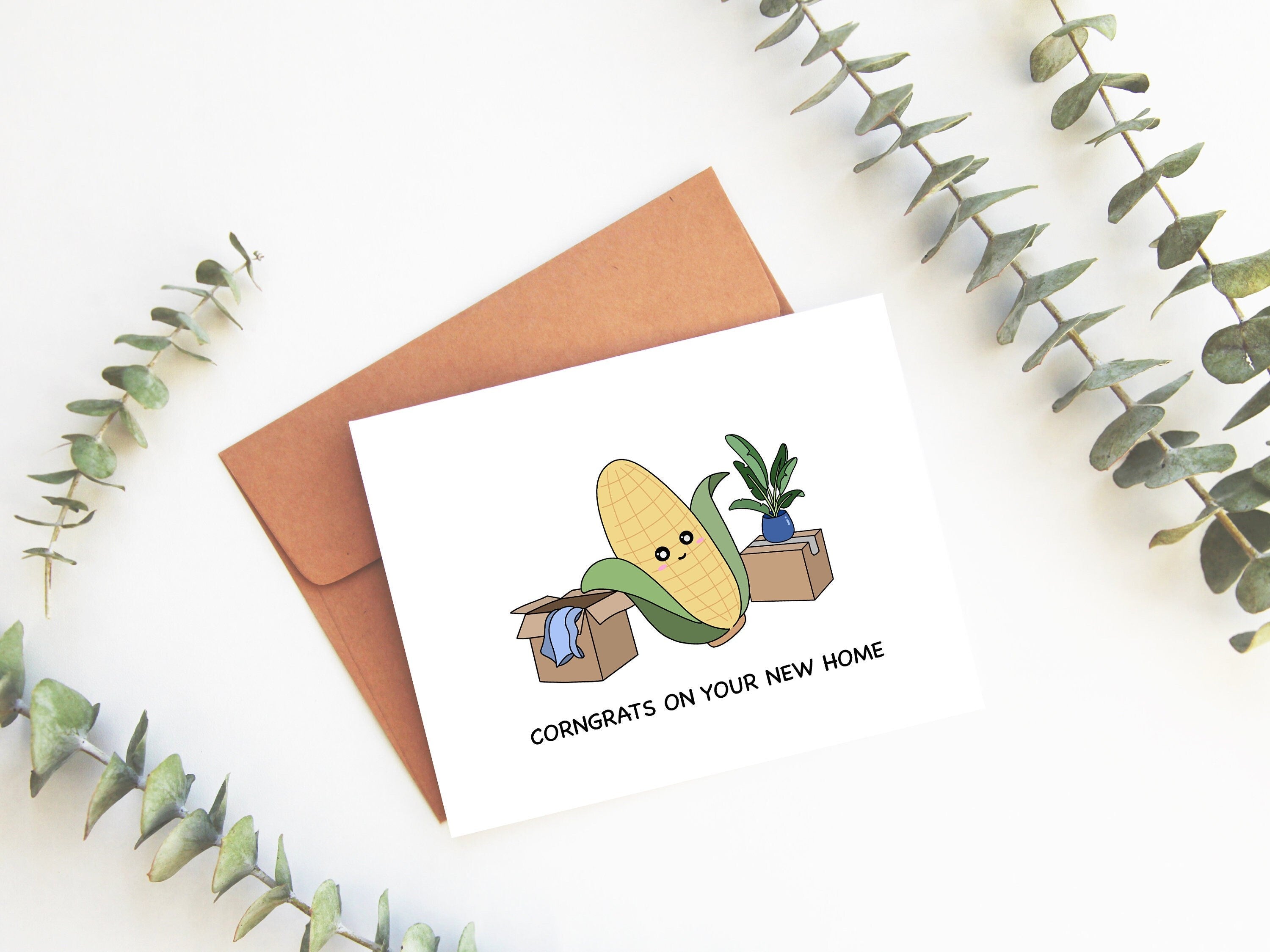 Corngrats On Your New Home | Housewarming Card New Home Moving Day Buy House Apartment Congratulations Funny Corny Greeting Card Cute Corn