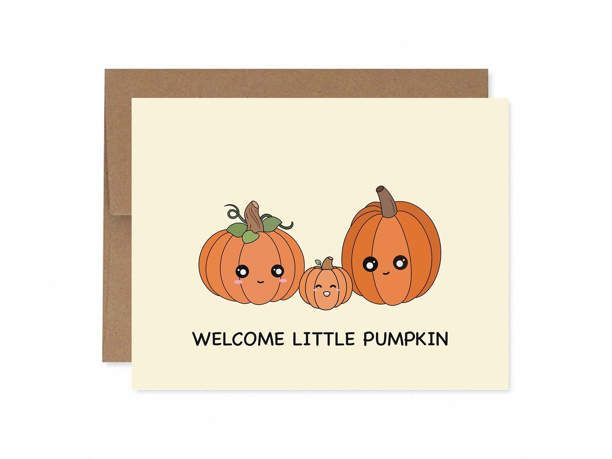 Welcome Little Pumpkin | New Baby Card Pregnancy Welcome Home Baby Funny Greeting Card Congratulations Expecting New Parents Cute Card