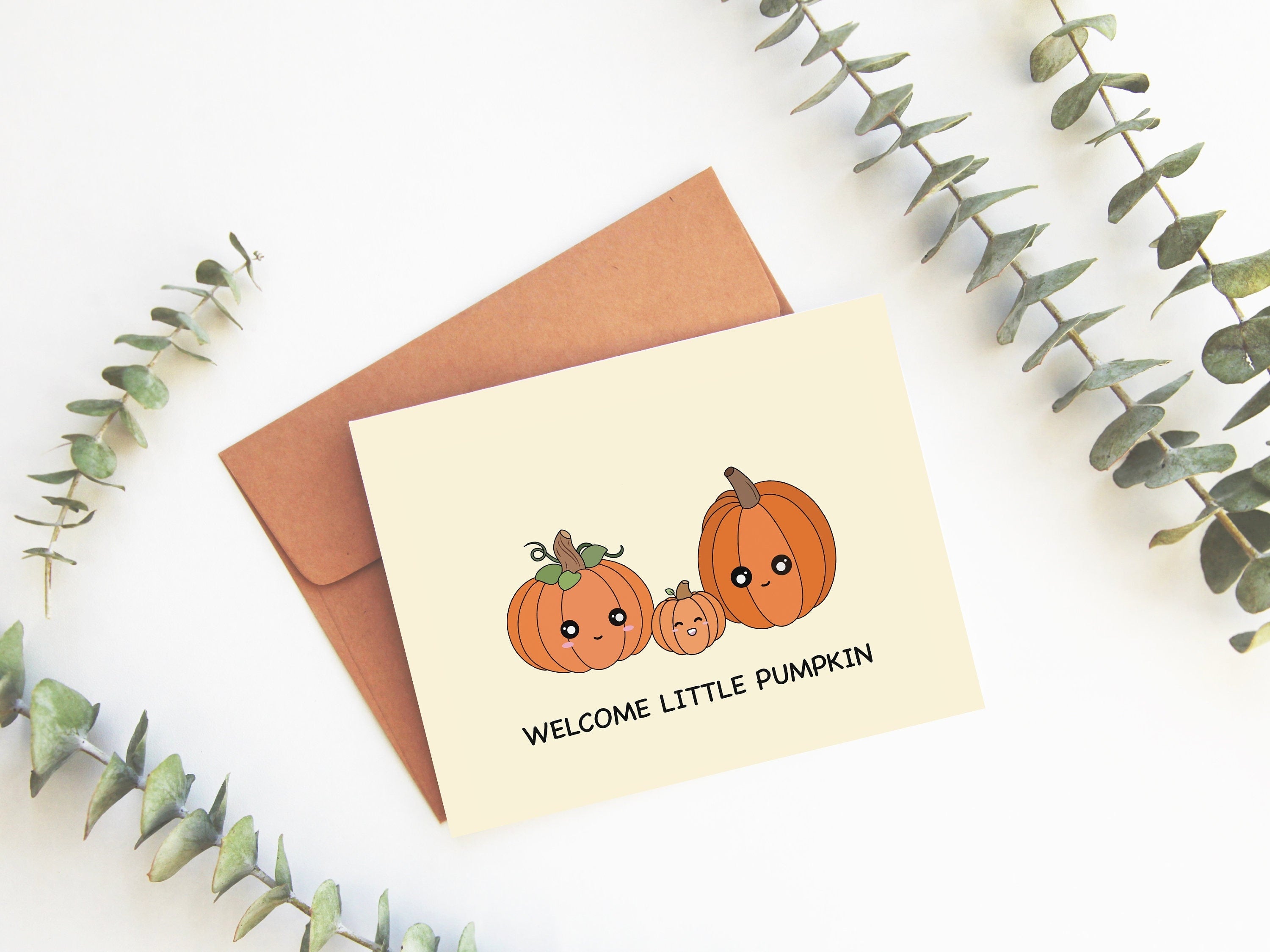 Welcome Little Pumpkin | New Baby Card Pregnancy Welcome Home Baby Funny Greeting Card Congratulations Expecting New Parents Cute Card