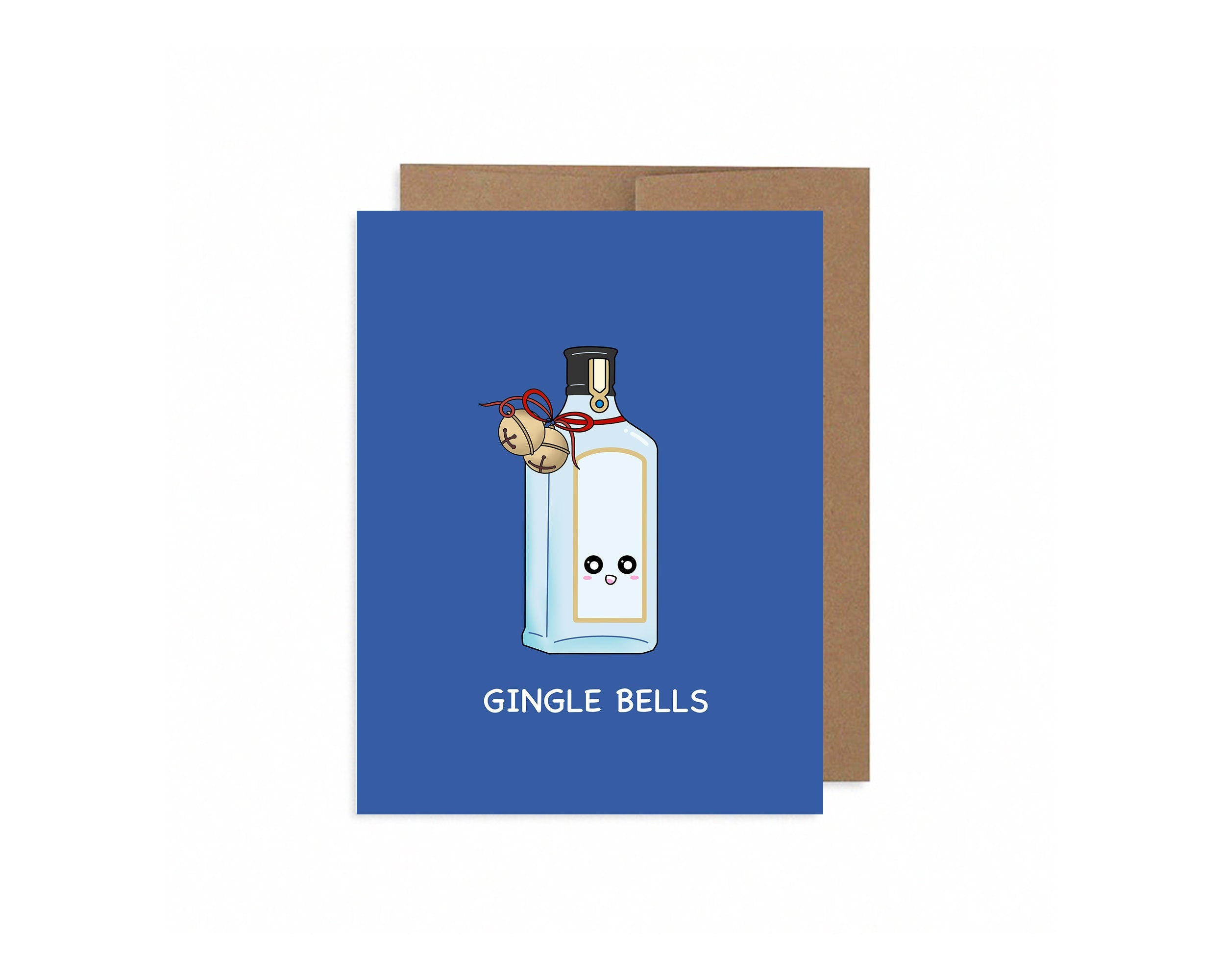 Gingle Bells | Punny Alcohol Christmas Card Gin Drink Jingle Bells Happy Holiday Cards Funny Pun Greeting Card Xmas Gift Christmas Cards