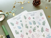 Foliage Sticker Sheet | Clear Leaves Frosted Matte Pretty Journal Stickers Aesthetic Floral Leaf Branches Transparent Washi Deco Stickers