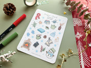 Snow Day Sticker Sheet | Cute Winter Stickers Holiday Christmas Cozy Cottage Hygge Journal Snowflake Aesthetic Planner Bujo Deco Stickers