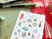 Snow Day Sticker Sheet | Cute Winter Stickers Holiday Christmas Cozy Cottage Hygge Journal Snowflake Aesthetic Planner Bujo Deco Stickers