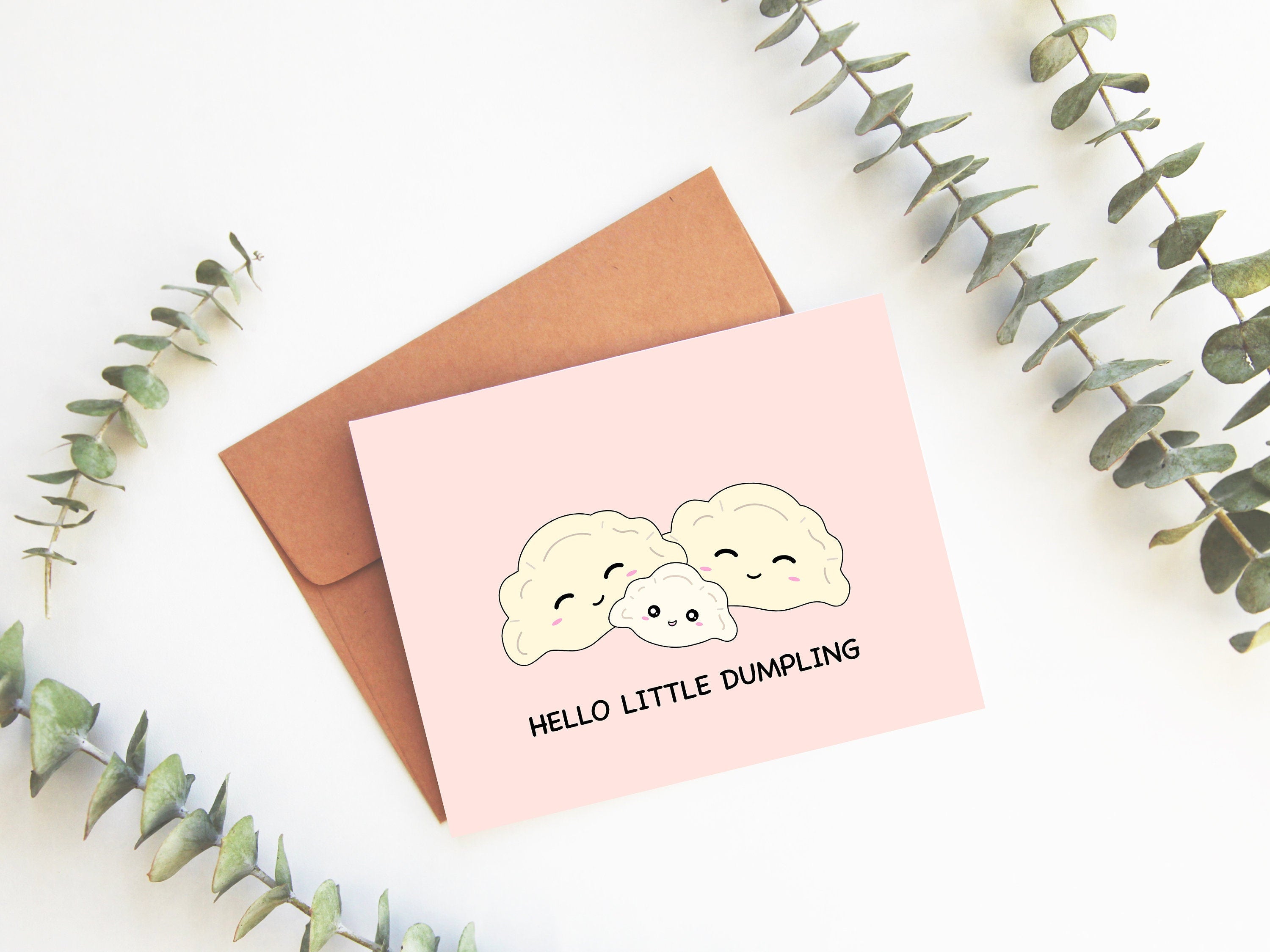 Hello Little Dumpling | New Baby Card Pregnancy Welcome Home Baby Funny Greeting Card Congratulations Expecting New Parents Cute Card