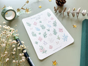 Foliage Sticker Sheet | Clear Leaves Frosted Matte Pretty Journal Stickers Aesthetic Floral Leaf Branches Transparent Washi Deco Stickers