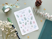 Foliage Sticker Sheet | Clear Leaves Frosted Matte Pretty Journal Stickers Aesthetic Floral Leaf Branches Transparent Washi Deco Stickers
