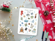 Snow Day Sticker Sheet | Cute Winter Stickers Holiday Christmas Cozy Cottage Hygge Journal Snowflake Aesthetic Planner Bujo Deco Stickers
