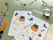 Spooky Season Sticker Sheet | Halloween October Cozy Autumn Vibes Fall Planner Journal Cute Stickers Witch Pumpkin Ghost Deco | Angel + Hare