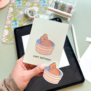 Capy Birthday | Capybara Animal Birthday Card Cute Funny Greeting Card Punny Bday Capybara Gift | Angel + Hare