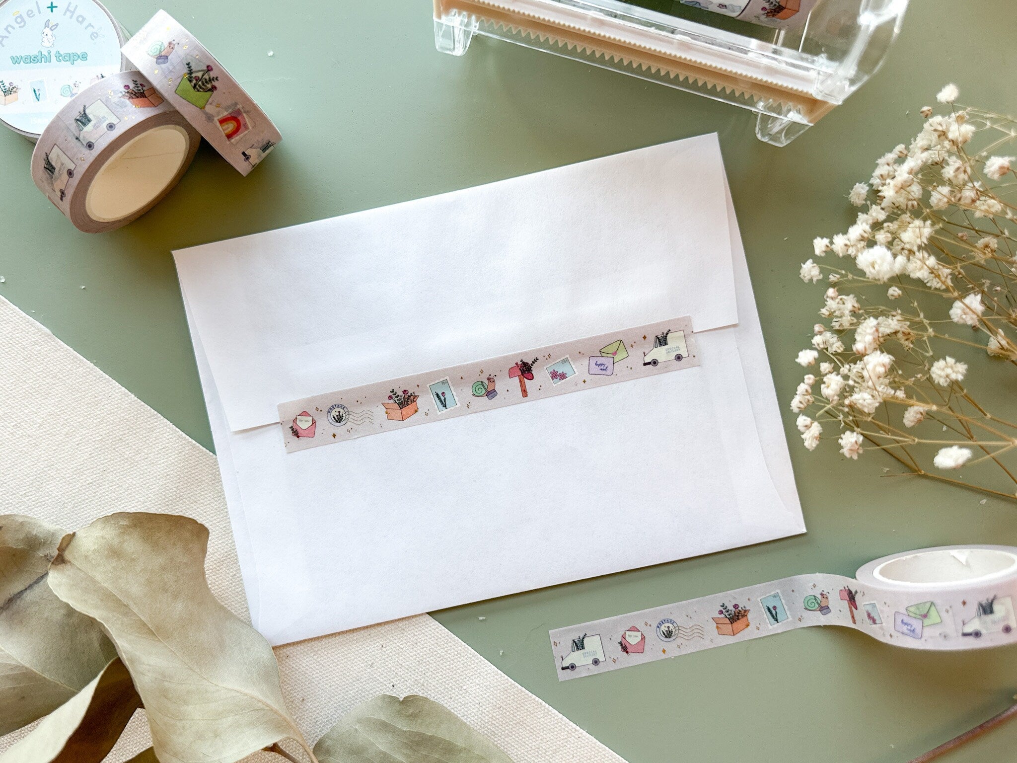 Happy Mail Washi Tape | Gold Foil Journal Washi Tapes Bujo Postage Delivery Letter Mail Cute Sparkle Masking Tape Sticker Planner Deco