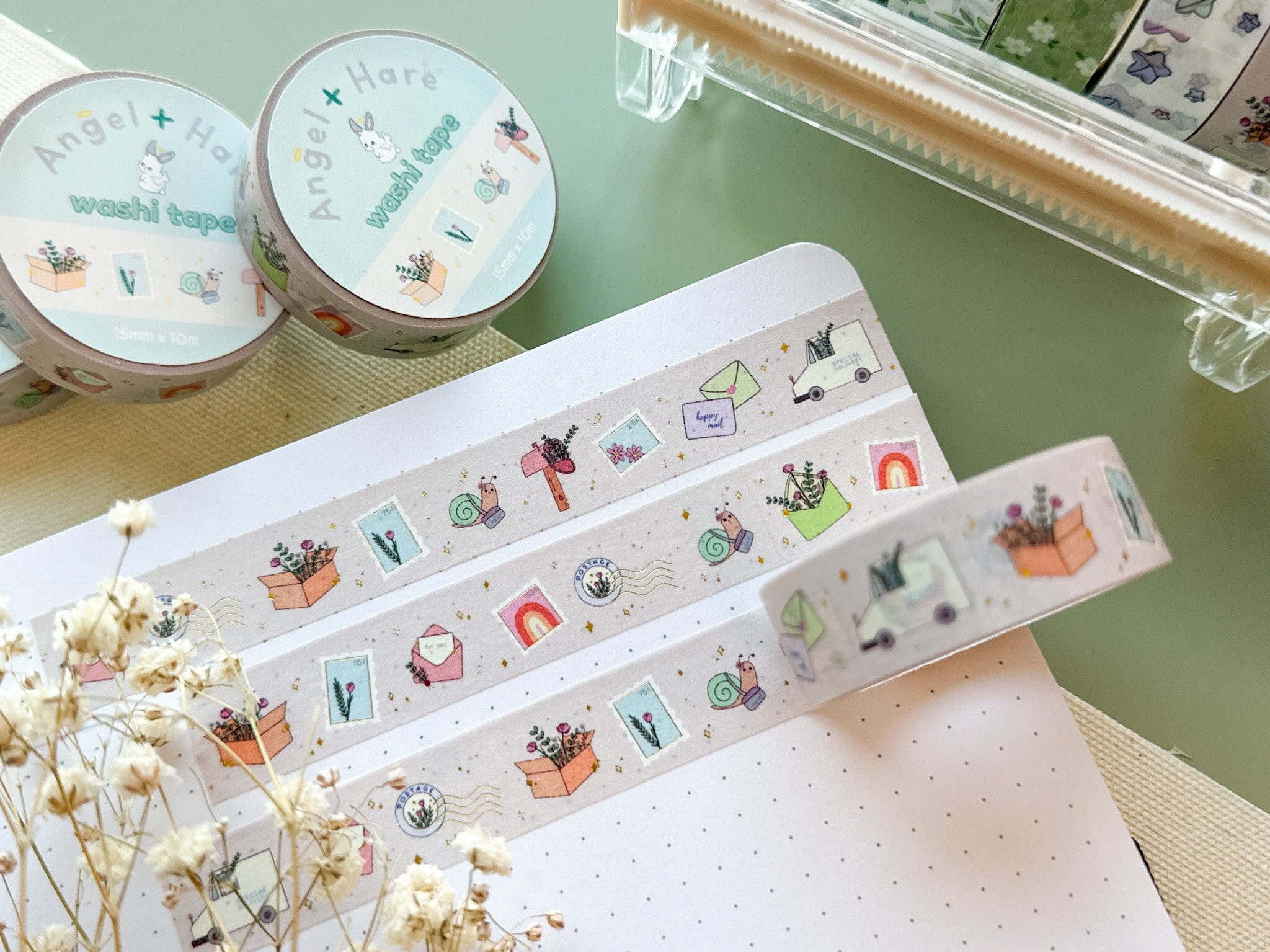 Happy Mail Washi Tape | Gold Foil Journal Washi Tapes Bujo Postage Delivery Letter Mail Cute Sparkle Masking Tape Sticker Planner Deco