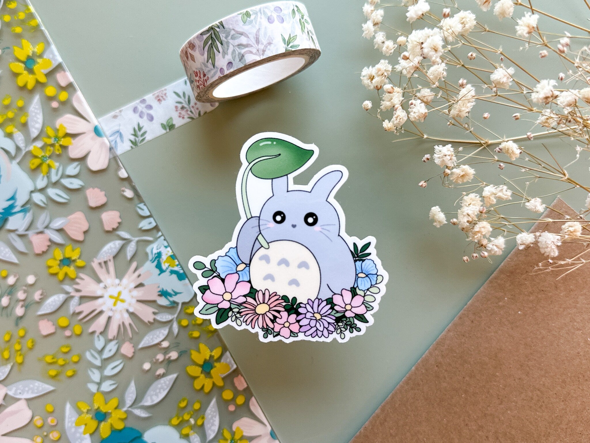 My Neighbour Waterproof Sticker | Cute Flower Anime Animal Floral Nature Outdoor Vinyl Sticker Kawaii Japan Anime Toroto Sticker