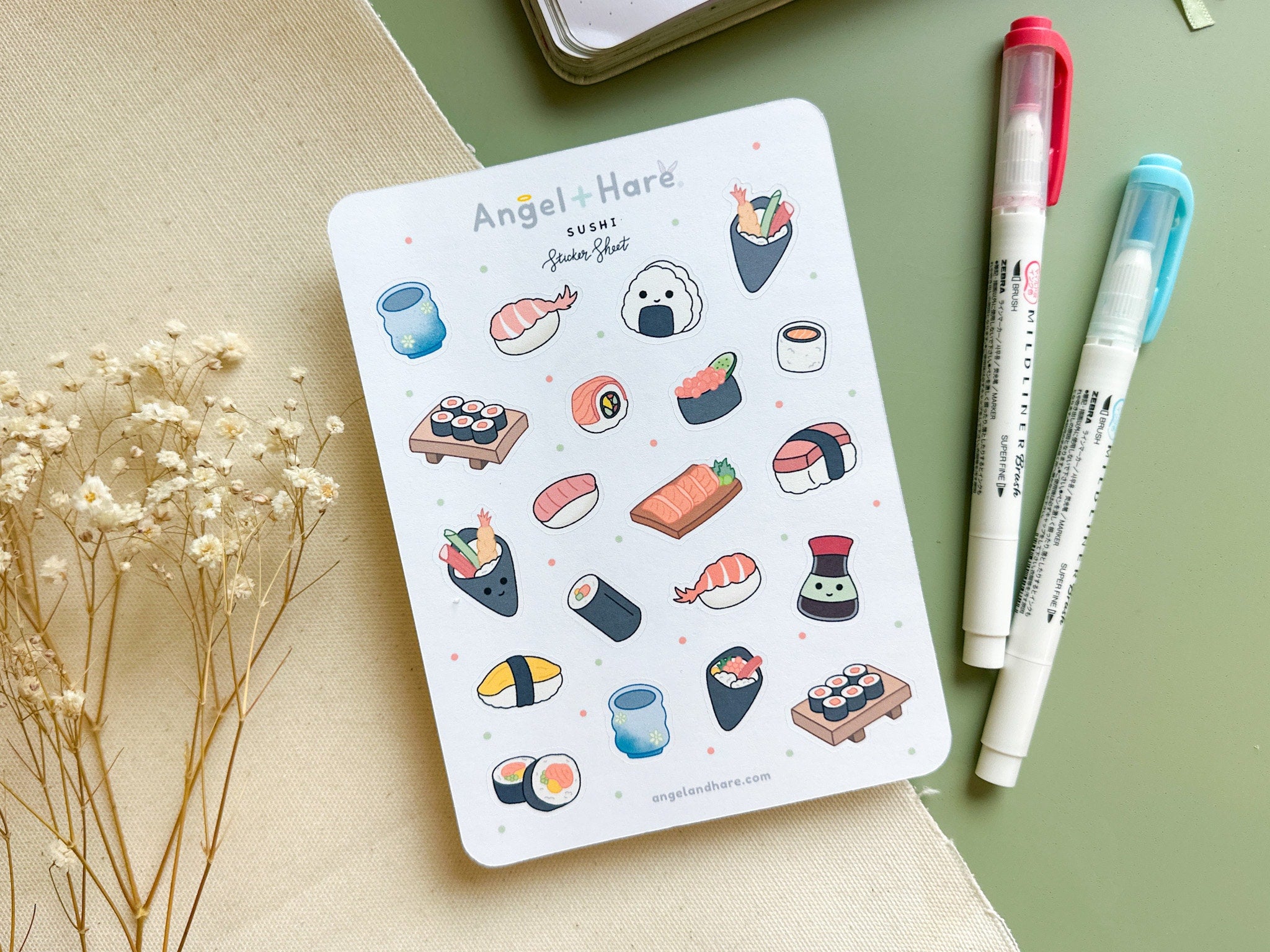 Sushi Sticker Sheet | Japanese Food Journal Deco Stickers Japan Tiny Sticker Decal Salmon Sashimi Onigiri Spam Cute Restaurant Theme
