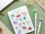 Dino Sticker Sheet | Dinosaur Stickers Jurassic Cute T-Rex Triceratops Dino Themed Sticker Journal Deco Baby Dino Paleontology Dinosaurs