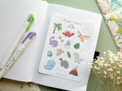 Dino Sticker Sheet | Dinosaur Stickers Jurassic Cute T-Rex Triceratops Dino Themed Sticker Journal Deco Baby Dino Paleontology Dinosaurs