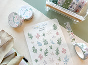 Foliage Washi Tape | Botanical Leaves Pretty Journal Washi Tapes Cute Japanese Washi Masking Tape Flower Branches Sticker Tape Planner Deco