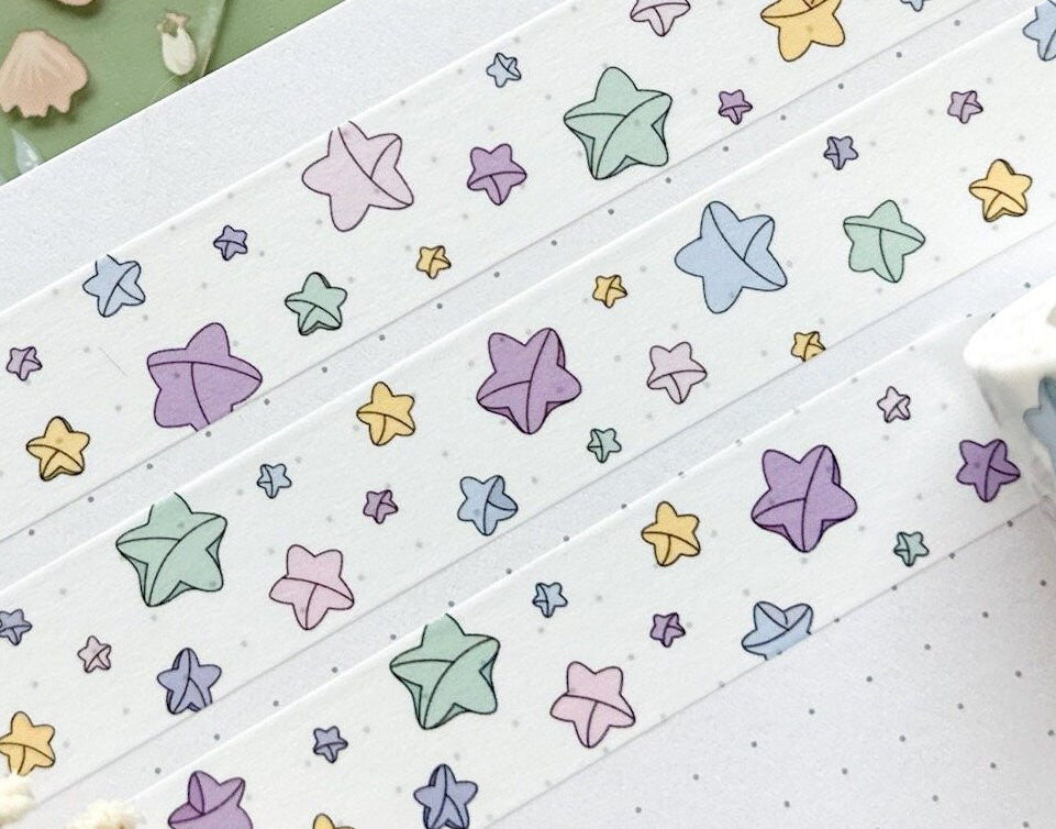 Origami Stars Washi Tape | Journal Pastel Washi Tapes Japanese Paper Folding Star Cute Kawaii Masking Tape Origami Sticker Planner Tape