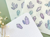 Crystals Sticker Sheet | Clear Matte Journal Planner Stickers Frosted Washi Sticker Metaphysical Crystal Gems Aesthetic Transparent Stickers