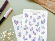 Crystals Sticker Sheet | Clear Matte Journal Planner Stickers Frosted Washi Sticker Metaphysical Crystal Gems Aesthetic Transparent Stickers