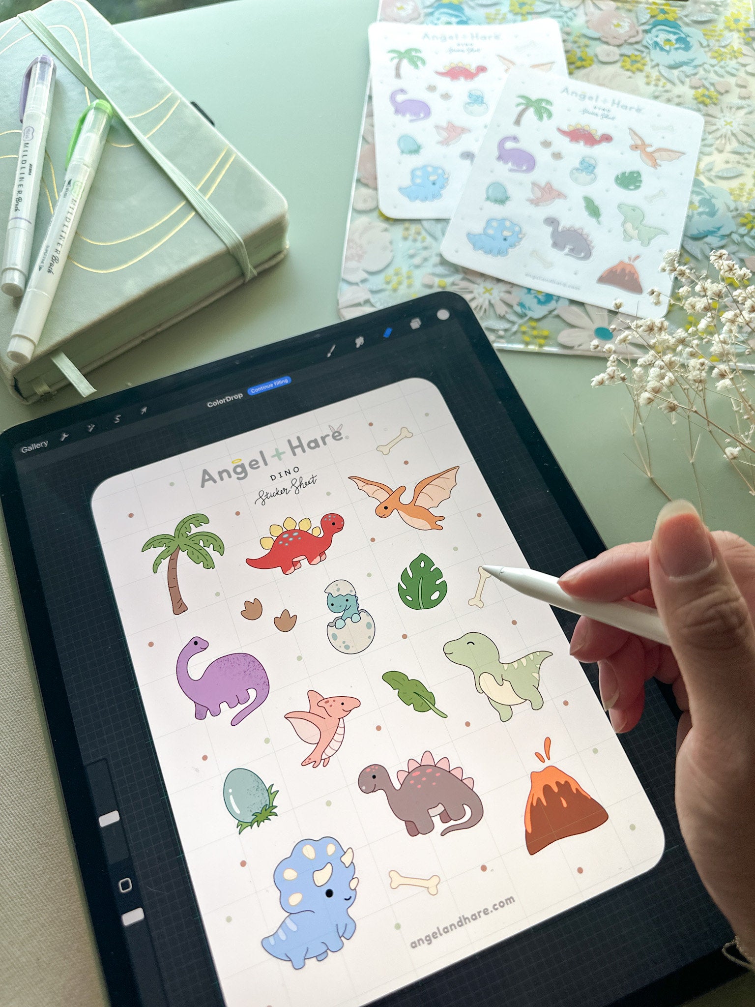 Dino Sticker Sheet | Dinosaur Stickers Jurassic Cute T-Rex Triceratops Dino Themed Sticker Journal Deco Baby Dino Paleontology Dinosaurs