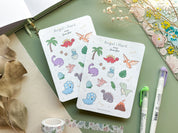 Dino Sticker Sheet | Dinosaur Stickers Jurassic Cute T-Rex Triceratops Dino Themed Sticker Journal Deco Baby Dino Paleontology Dinosaurs