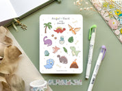 Dino Sticker Sheet | Dinosaur Stickers Jurassic Cute T-Rex Triceratops Dino Themed Sticker Journal Deco Baby Dino Paleontology Dinosaurs
