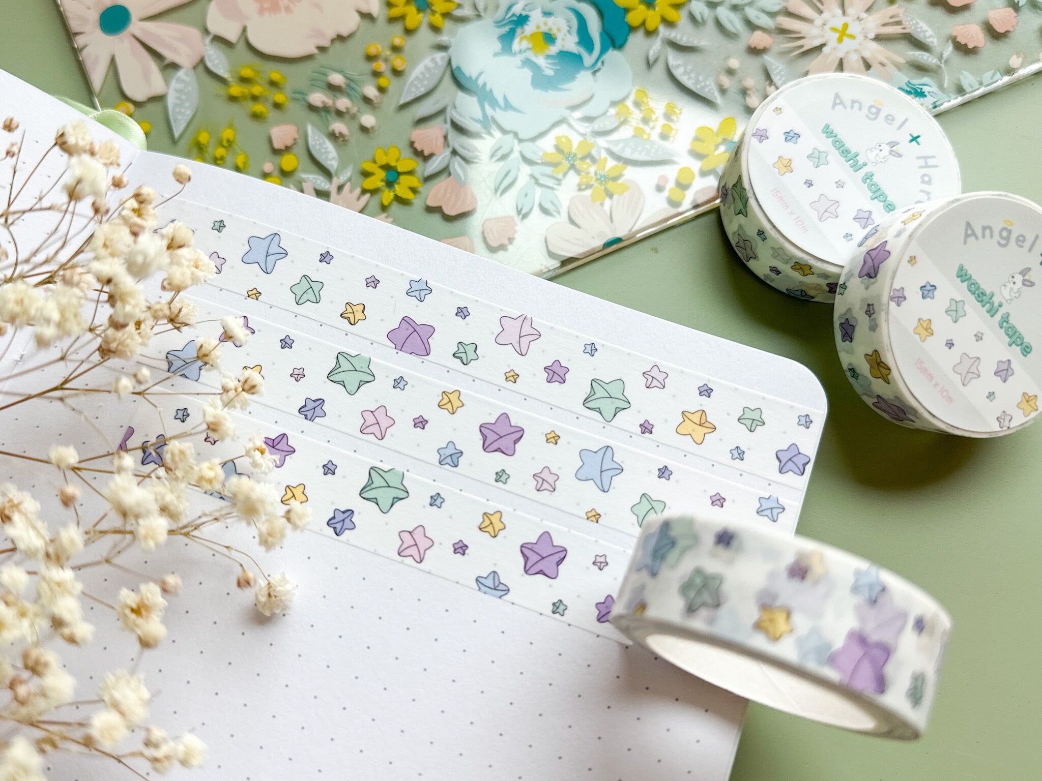 Origami Stars Washi Tape | Journal Pastel Washi Tapes Japanese Paper Folding Star Cute Kawaii Masking Tape Origami Sticker Planner Tape