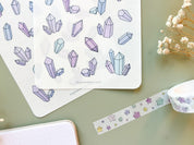 Crystals Sticker Sheet | Clear Matte Journal Planner Stickers Frosted Washi Sticker Metaphysical Crystal Gems Aesthetic Transparent Stickers