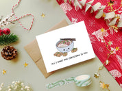 All I Want Pho Christmas Is You | Cute Vietnamese Christmas Card Funny Greeting Card Xmas Gift Kawaii Asian Christmas Cards | Angel + Hare