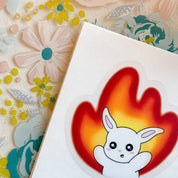 Arsen Bunny Waterproof Sticker | Clear Vinyl Chaotic Fire Bunny Waterproof Laptop Sticker Cute Bunny Funny Durable Bottle Car Decal Sticker
