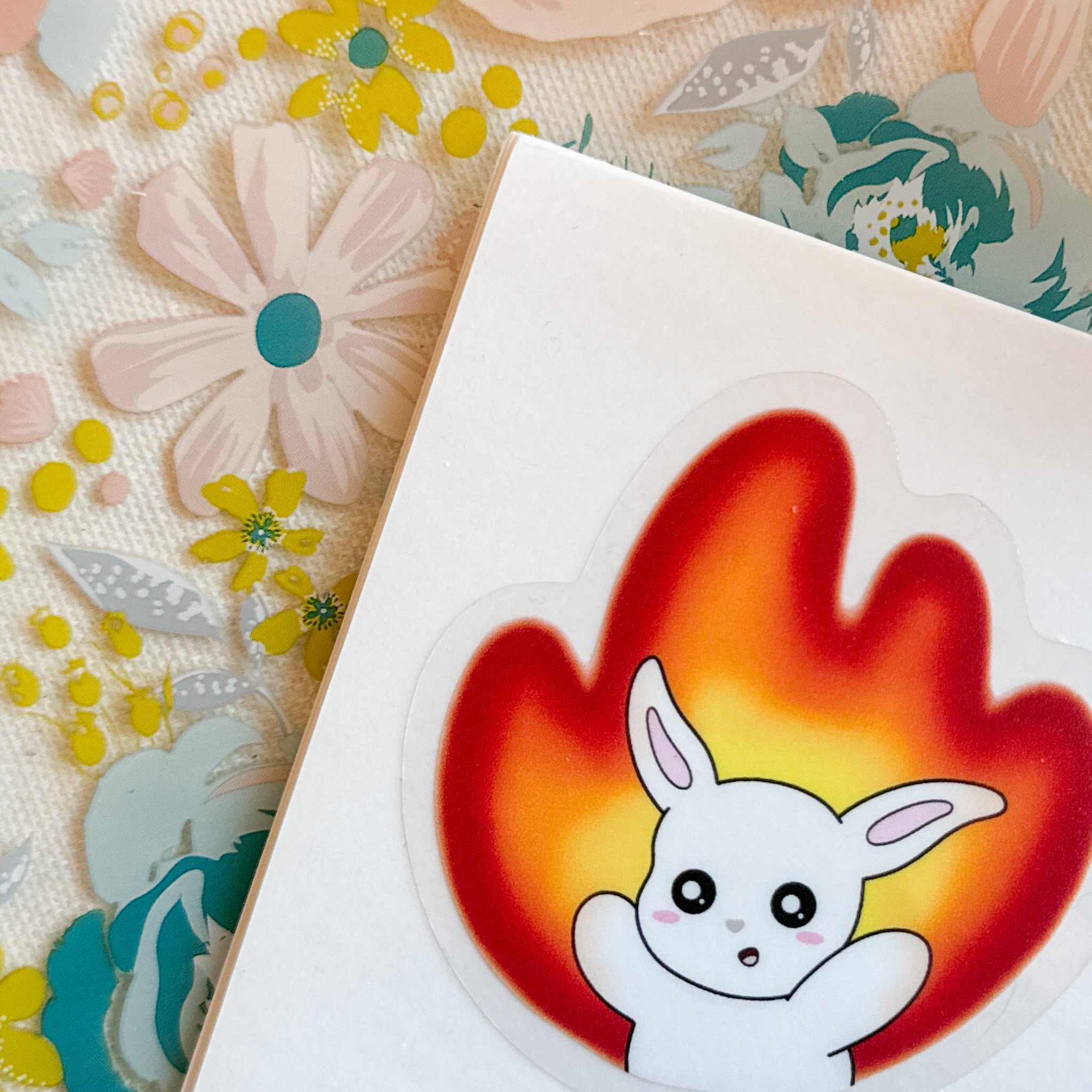 Arsen Bunny Waterproof Sticker | Clear Vinyl Chaotic Fire Bunny Waterproof Laptop Sticker Cute Bunny Funny Durable Bottle Car Decal Sticker