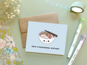 Have A Phonomenal Birthday | Happy Birthday Card Pho Noodles Pun Cute Asian Foodie Vietnamese Funny Kawaii Greeting Card | Angel + Hare