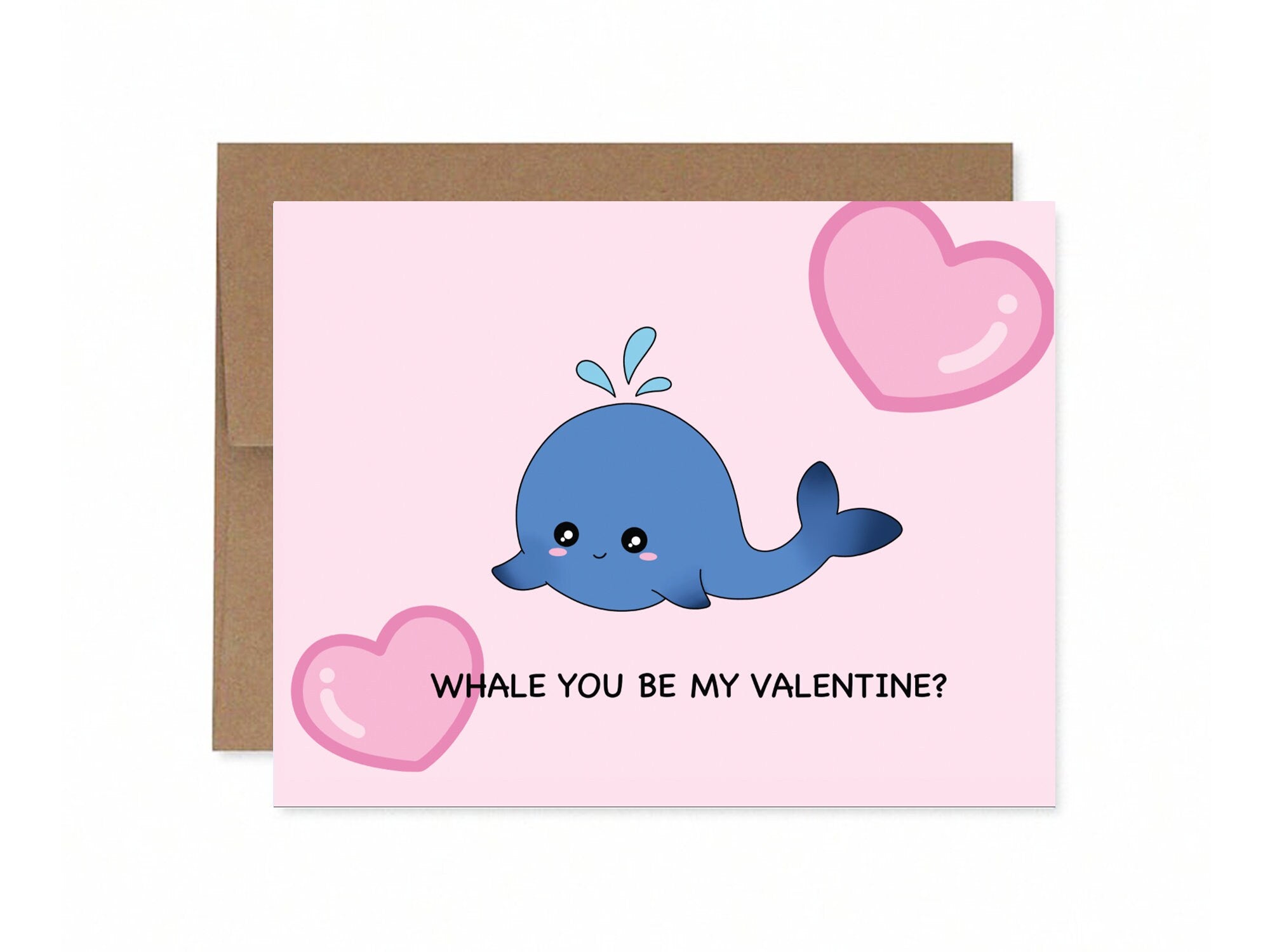 Whale You Be My Valentine? | Vday Card Love Anniversary Cute Whale Narwhal Valentine's Gift Cute Hearts Greeting Card | Angel + Hare